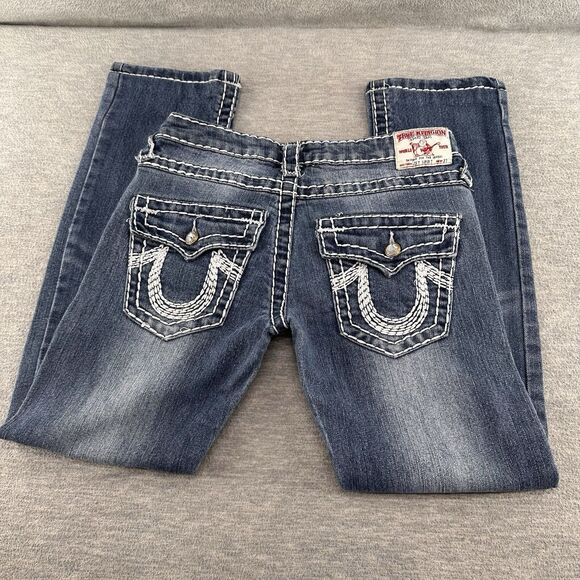 TRUE RELIGION - Women's Size 27 World Tour Joey Super T Blue Jeans  A46 - Picture 4 of 16